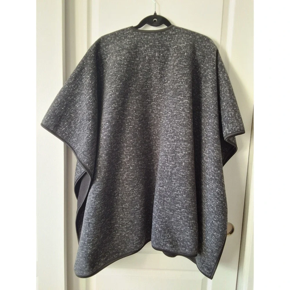 Ike Behar Womens Charcoal Gray Marled Knit Open Front Poncho Wrap One‎ Size